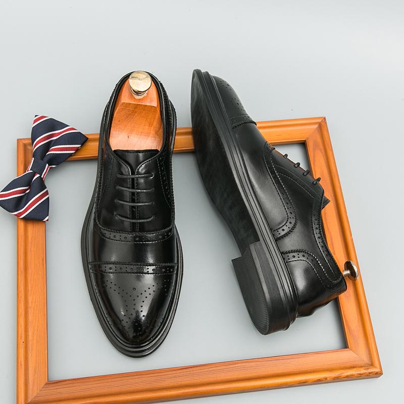 Fashion Retro Men Brock Leather Shoes Luxurious Men Comfortable Breathable Patchwork Fashionable Leather Shoes Social Shoes Sizes 38-46