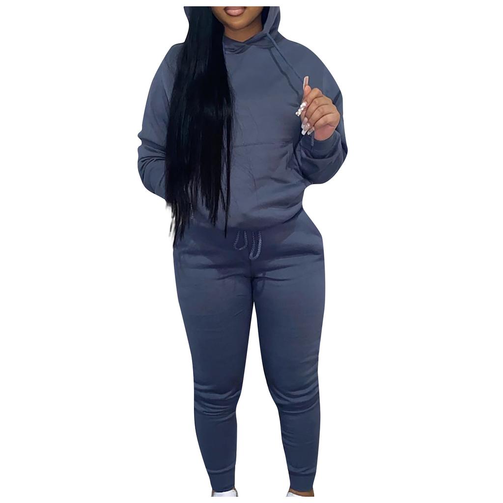 Damen und Winter Gepolstertes Kapuzen-Sweatshirt Zweiteiliger Freizeit-Sportanzug