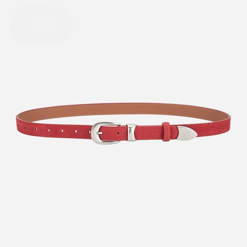Fashion Belt Women's Korean Style Matte Reverse Velvet Versatile Jeans Decoration Personalized Retro Fashionable Genuine Leather Belt for Women
