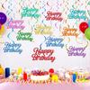 Faccito 30 Pcs Happy Birthday Hanging Swirl Decorations Happy Birthday Glitter Hanging Ornaments for Party Supplies Decor