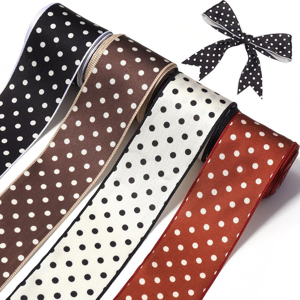 Polka Dot Printed Printed Ribbons Polyester Decoration Ribbon Decorative DIY Ribbons  Gift Wrapping