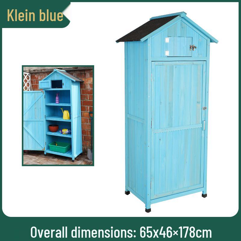 Waterproof Outdoor Wooden Storage Cabinet for Garden Tools - Anti-Corrosion and Sun Protection, Ideal for Courtyard and Balcony Use.