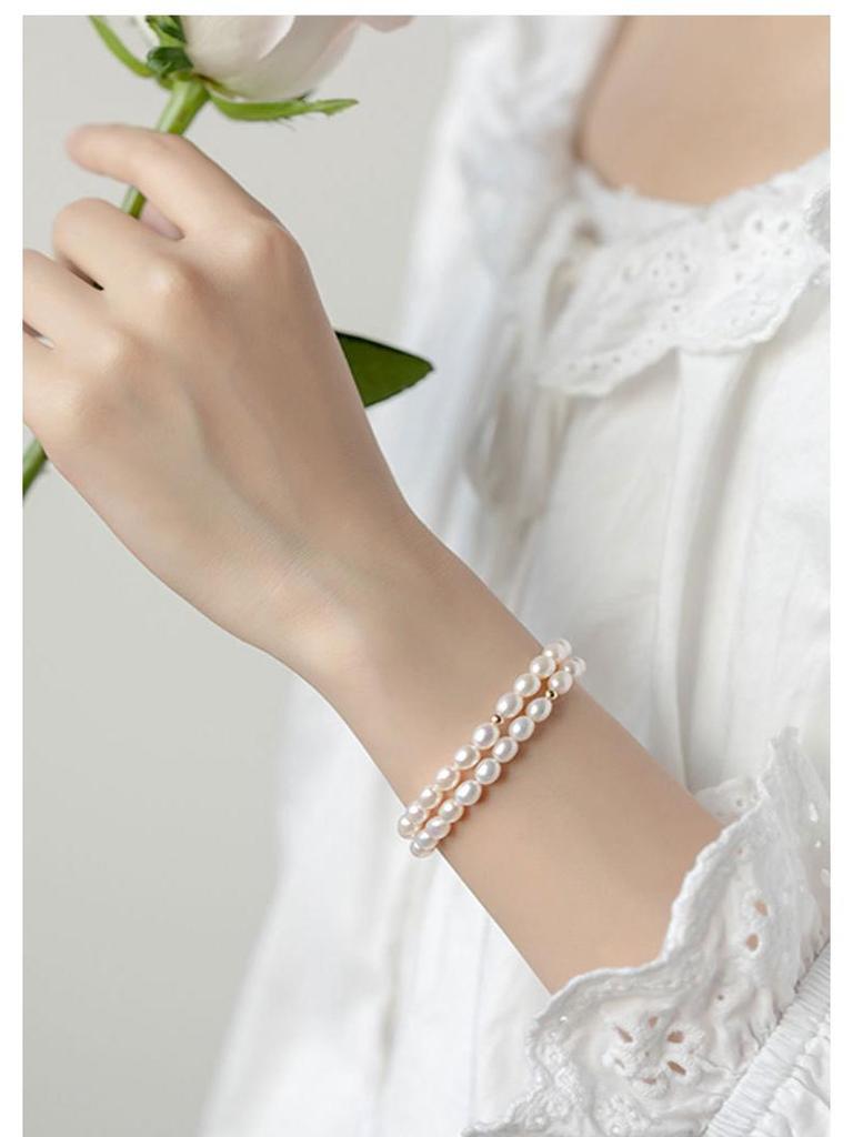 Natural Freshwater Pearl Bracelet: Strong Luster, Elastic, Vintage Style, Versatile & Elegant Design for Women