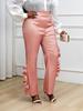 AOMEI Pink Pants for Women High Waist Ruffles Asymmetrical Wide Leg Trousers Party Club Prom Casual Chic Elegant Trendy Outfit