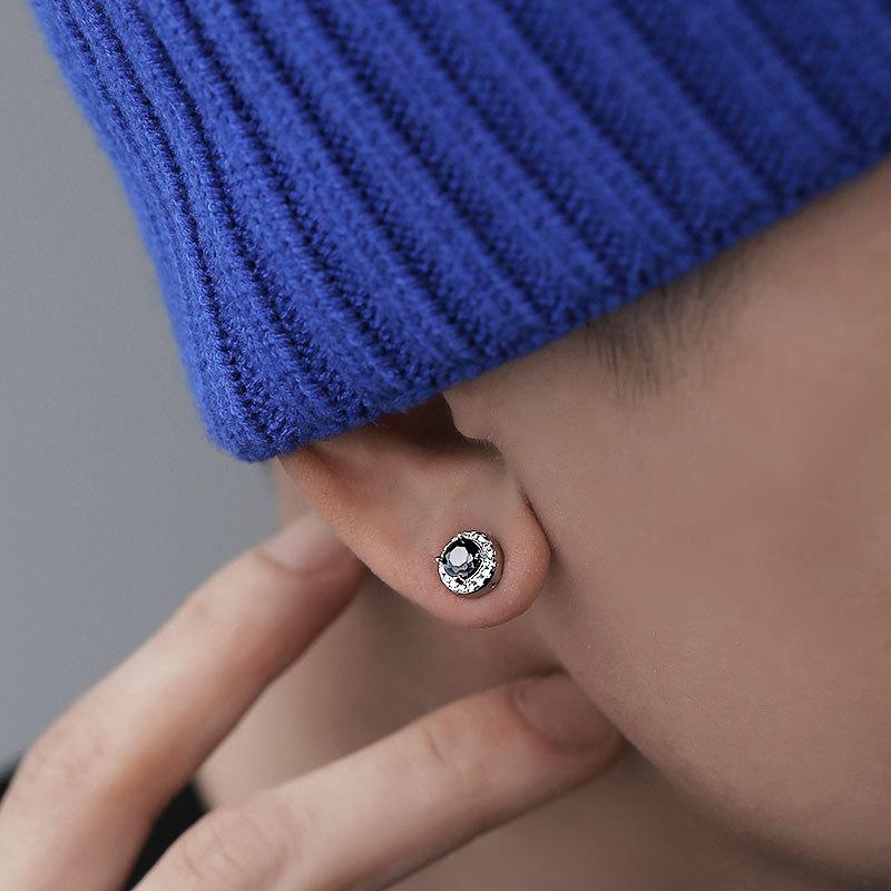 Earless Ear Hook Male Trendy Hip-hop Magnetic Zirconia Stud Earrings That Can Be Clipped On
