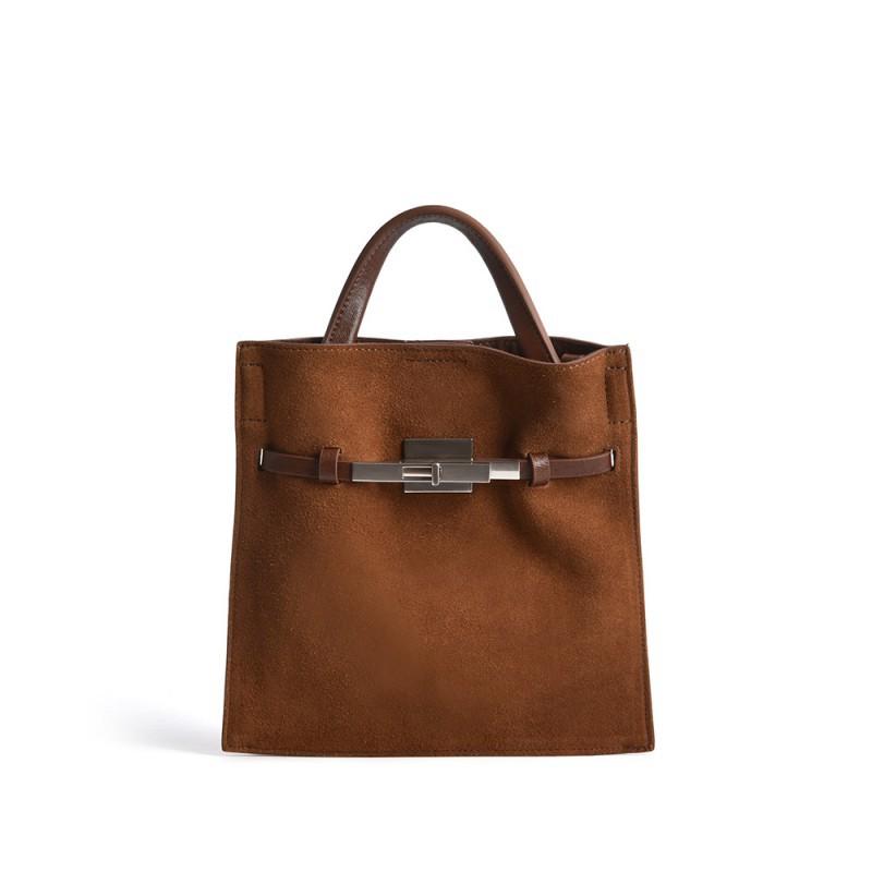 

Frosted Suede Cowhide Leather Bag Women Large Capacity Retro Commuting Handbag Versatile Single Shoulder Crossbody 21.5x5.5x20cm