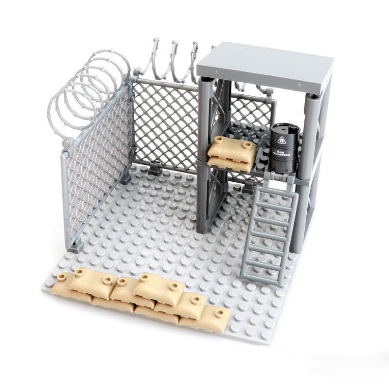 MOC Military War Accessories WW2 Soldier Building Blocks Roadblock Motorcycle Case Container Bag Brick Toy