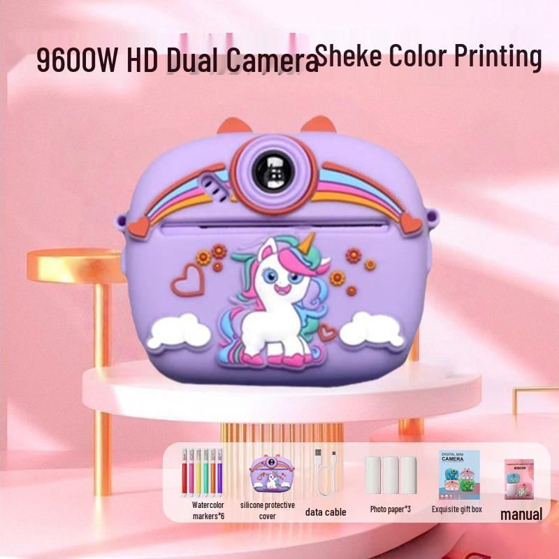 Children's Instant Print Camera: Capture Photos & Videos, Ideal Toy Gift for Girls Z13