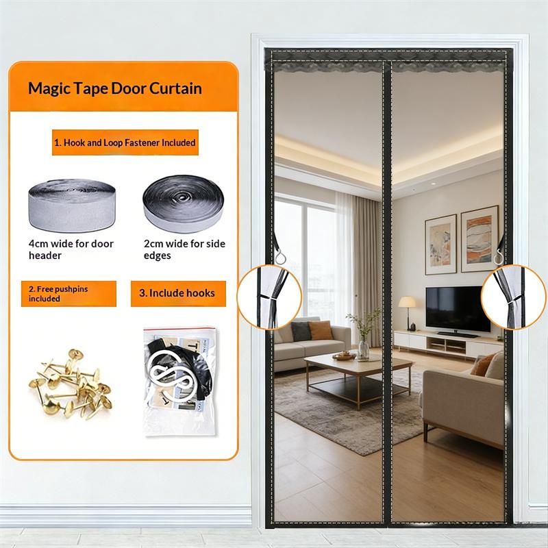 Magnetic Door Curtain Summer-Specific: Heavy-Duty Insect-Proof Mesh, Hands-Free Auto-Closing, No-Drill Install, Pet-Friendly