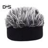 Novelty Fake Hair Visor Hat for Men Adjustable Spiked Wig Hat with Peaked Short Hair Street Hip Hop Hat for Festivals Parties
