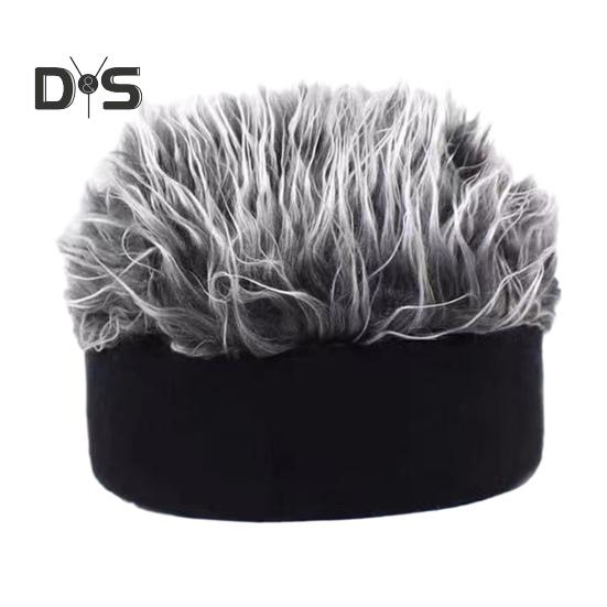Novelty Fake Hair Visor Hat for Men Adjustable Spiked Wig Hat with Peaked Short Hair Street Hip Hop Hat for Festivals Parties