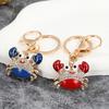 Keychain Pendant Sparkling Rhinestones Inlaid Crab Design Key Holder with Lobster Clasp Lightweight Car Bag Accessory