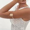 Accessories Personality Fashion Asymmetrical Metal Jewelry Baroque Special-shaped Imitation Pearl Flower Arm Bracelet Women