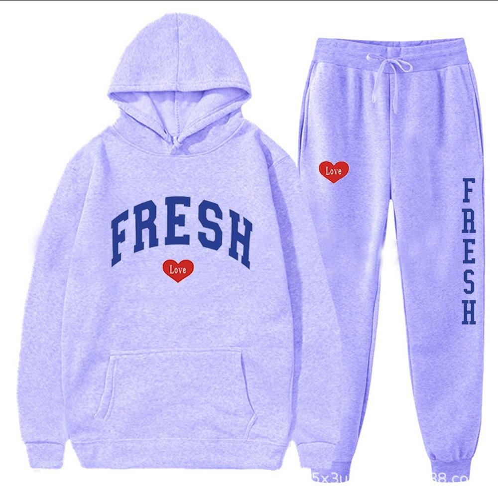 European Size Plus Fashion Printed Sweater Autumn and Winter Fleece Warm Hoodie Casual Sports Women's Suit