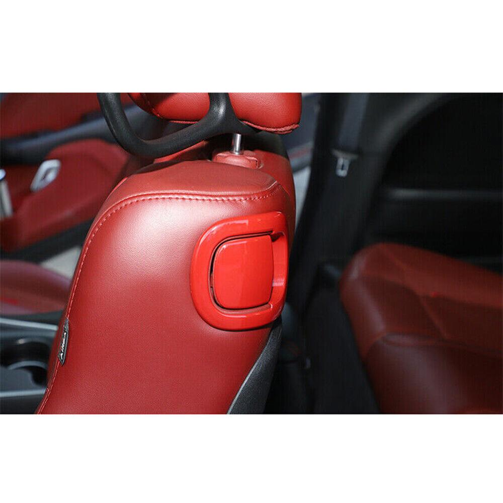 ABS Carbon Fiber Backrest Seat Handle Button Decor Cover Bezel Trim For Dodge Challenger 2016-2023