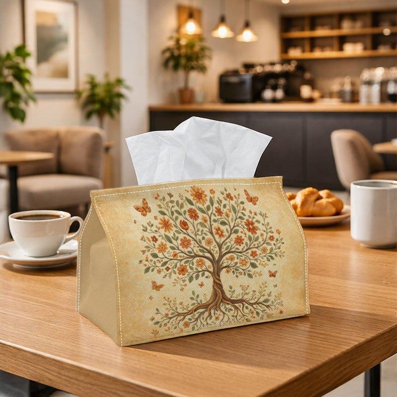 1pc Vintage Rustic Classic Tissue Box, Tree of Life Illustration Perfect for Outdoor Gatherings, Daily Desktop Use, And Suitable for Bedrooms, Living
