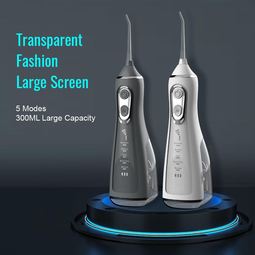 Oral Irrigator zubní scaler 5-rychlostní nastavení Water Flosser Přenosný zubní vodní paprsek 300ML IPX6 Vodotěsný čistič zubů