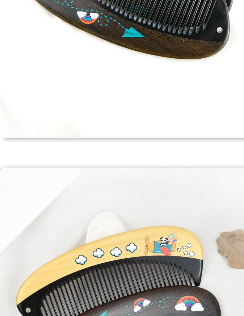 Boxwood Chen Guibao Buffalo Horn Comb: Painted Lacquer Art with Wooden Handle and Gift Engraving