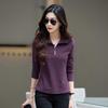 6655 Autumn/Winter Women's Stand Collar Zipper Slim Fit Long Sleeve Solid Color T-Shirt