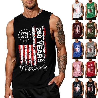 Homens Camisas 4 de Julho EUA Musculosa Sem Mangas Camisetas Patrióticas