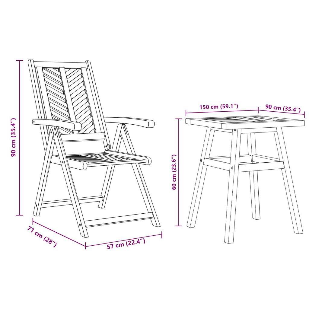 Garden Dining Set 3 pcs Brown Solid Acacia Wood