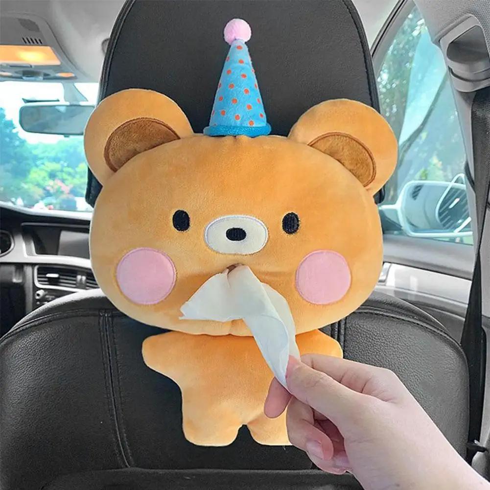 Cute Cartoon Car Tissue Box Creative Short Plush Tissue Box for Car Armrest Box Car Tissue Boxes For The Car Napkin Box Sto