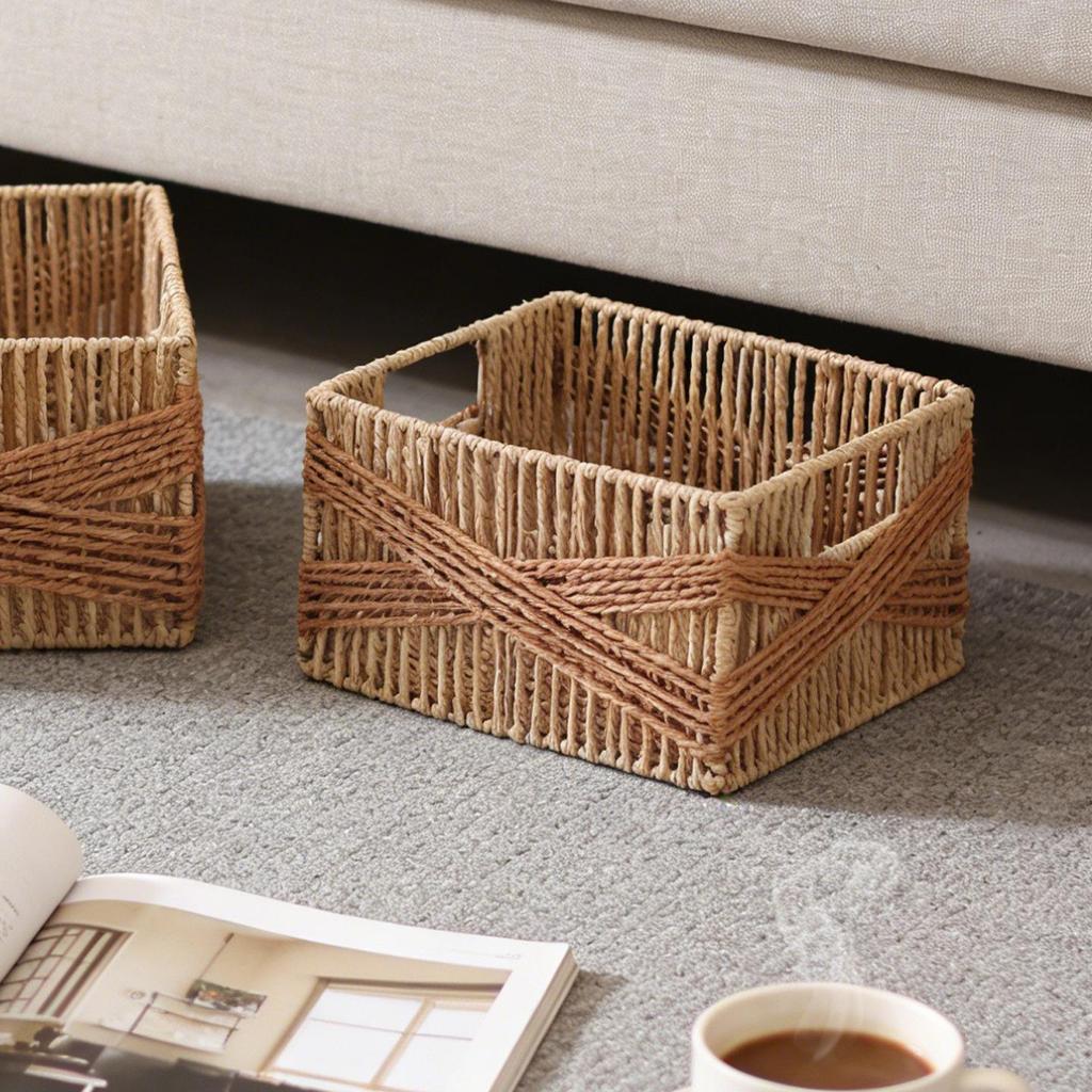 Elegant Woven Storage Basket for Desktop and Coffee Table - Perfect for Organizing Sundries and Snacks