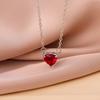 Red Peach Fashion Heart Love Crystal 925 Sterling Silver Clavicle Chain Pendant Necklaces