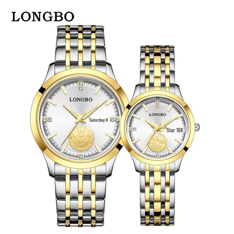 Longbo Quartz Waterdicht Stalen Band Casual Koppel Horloges Set