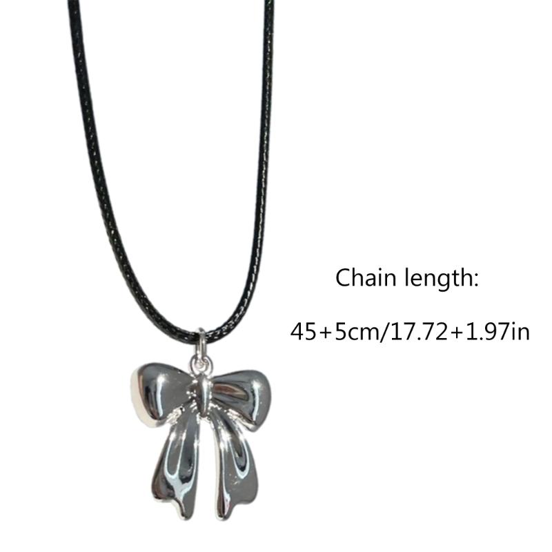 Adjustable Ribbon Necklace with Delicate Bowknot Pendant Fashionable and Durable Y2K Accessory for Daily Wear Parties