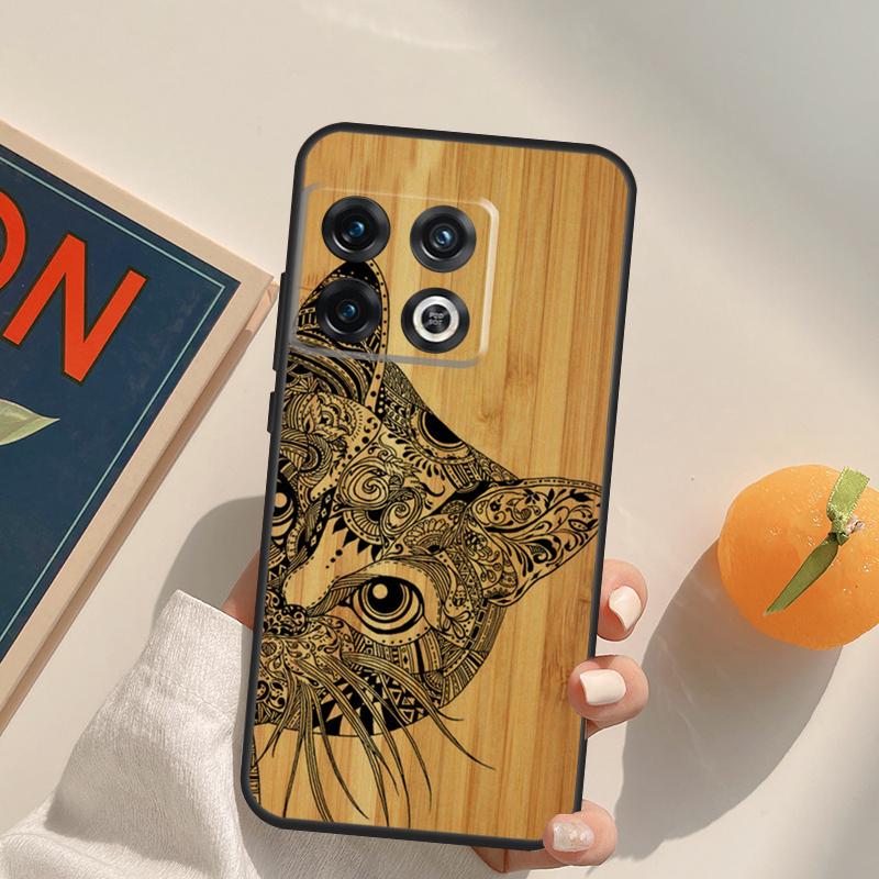 Natural Bamboo Wood Animal Print Case For OnePlus 13T 10T 10R 12R 13R 15 13 12 11 10 9 Pro Nord CE 5 2 3 4 Lite N20 N30 Cover