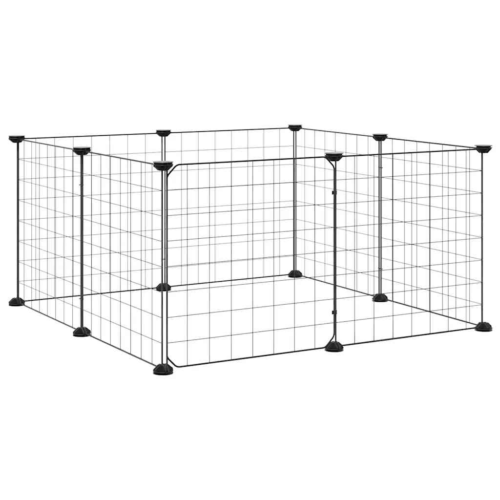 8 Panel Pet Cage with Door Black 35 X 35 Cm Steel