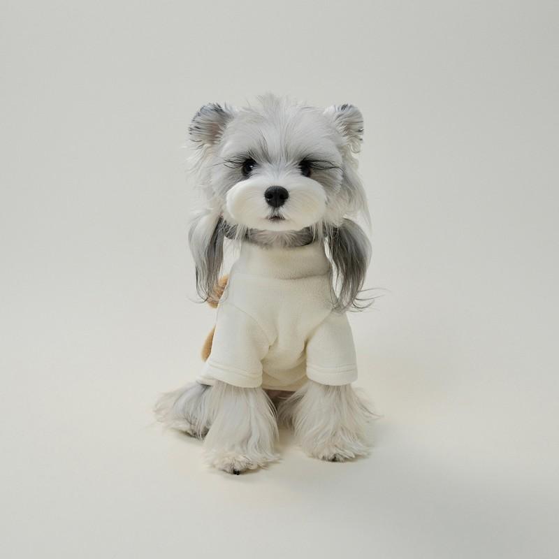 Rudywear Small Dog Warm Fleece Turtleneck Sweater Winter Thick Clothes Schnauzer Teddy Beige Coffee