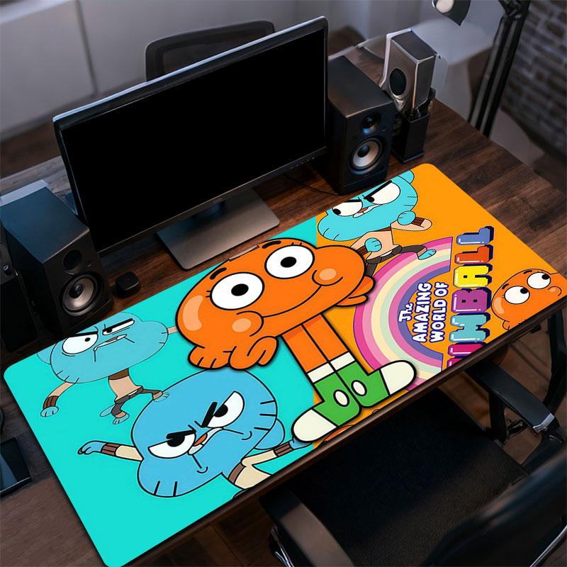 Gumball Cartoon Mouse Pad, Large Gaming Desk Mat, Non-slip XXL Mousepad for Laptop & Tablet, Mini PC Playmat with Stitched Edges
