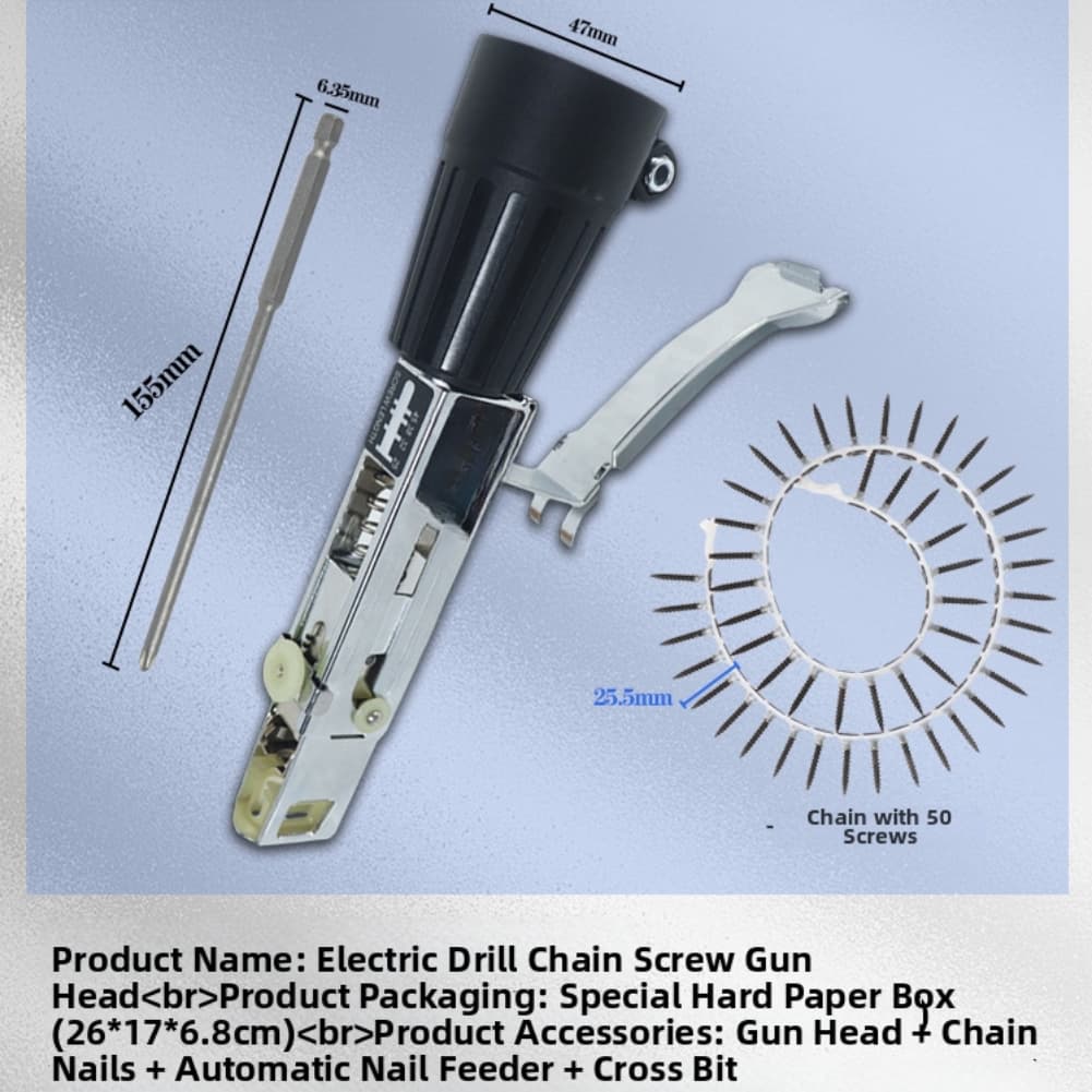 Automatic Nail Supply Screw Driver Automatic Chain Nail Screw Driver Adapter: Lightweight, Adjustable & Easy To Use