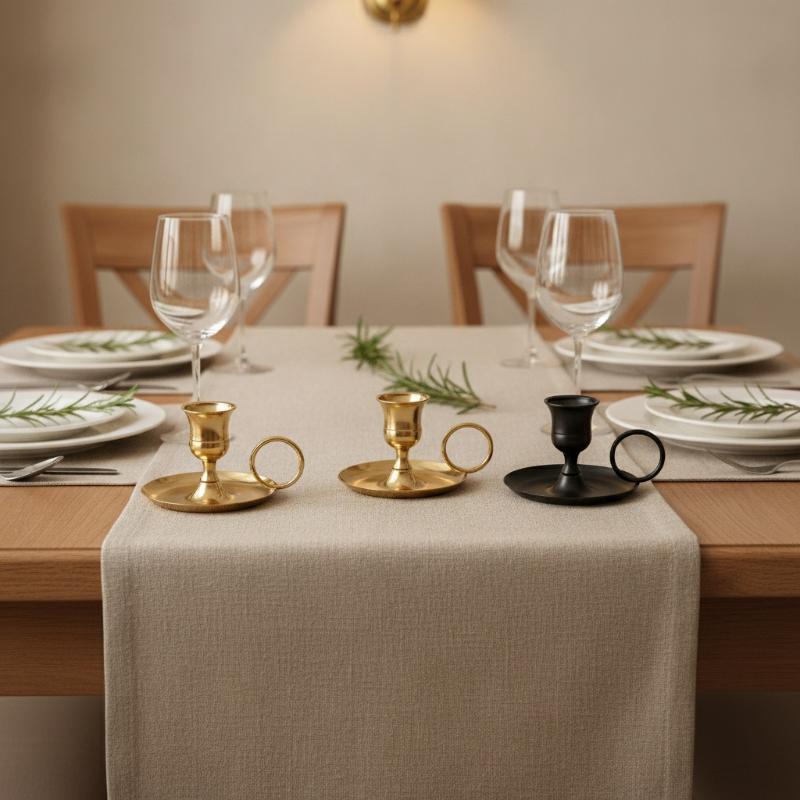 Retro Metal Candle Holder With Handle European Style Candlestick Centerpiece Dining Table Candle Cup Desktop Adornment