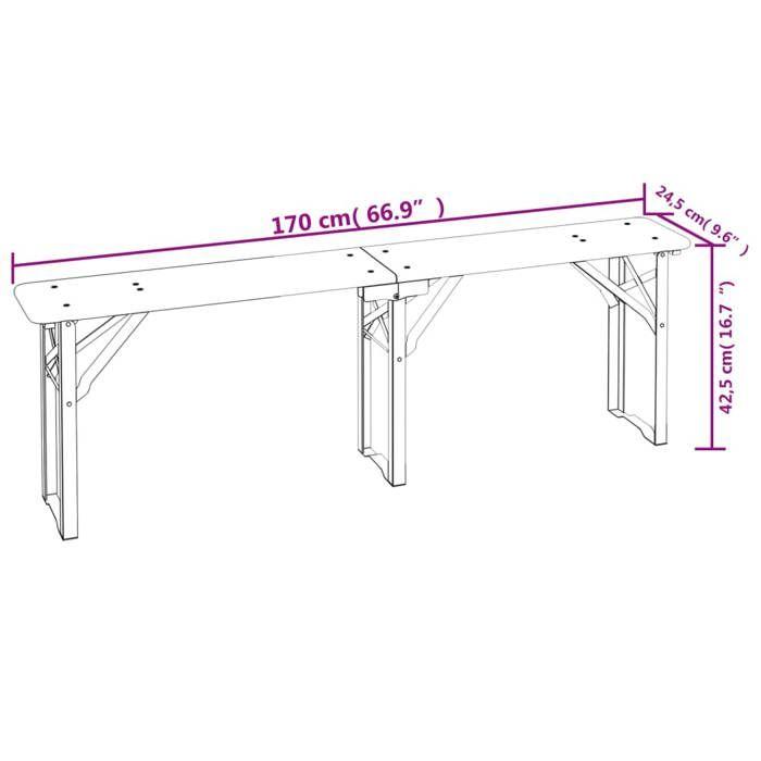 VidaXL Ensemble de tables à bière pliantes 3 pcs bois massif de sapin 363113