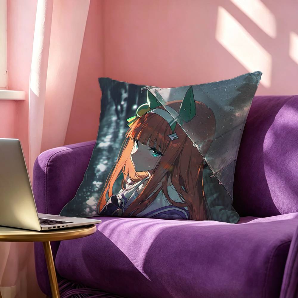 Special Week Silence Suzuka Tokai Teio Vodka Square Double-Sided printed Pillow Case Bedroom Bedside Pillow Sofa Cushion Cover