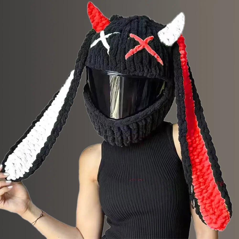 Motorhelm Beschermhoes Handgehaakt Trendy Halloween Grappige Gepersonaliseerde Helmhoes Hoofddeksel