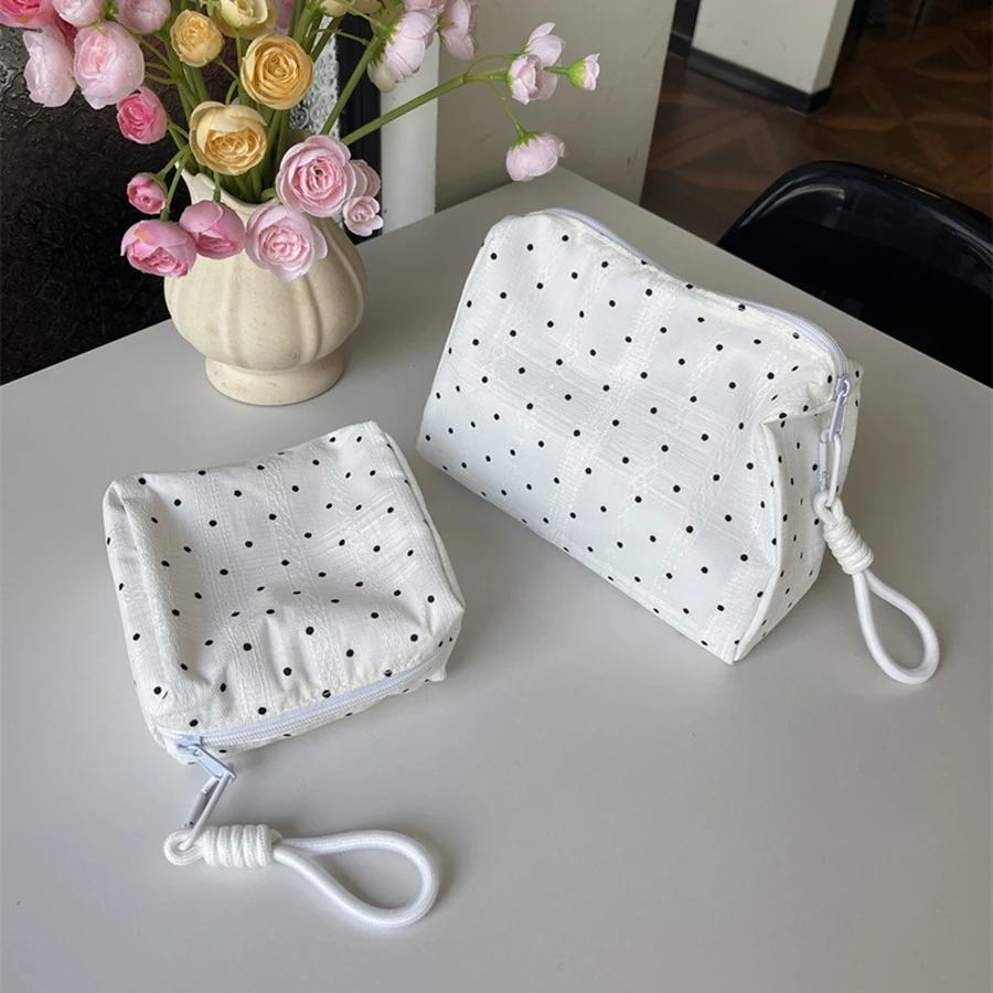 Fashion Dot Women Quilting Makeup Bag Large Capacity Toiletry Cosmetic Storage Pouch Handbag Ladies Zipper Makeup Bag