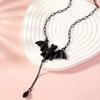 Gotycki Halloweenowy Czarny Nietoperz Łza Wisiorek Naszyjnik dla Kobiet Vintage Dwupoziomowy Kropla Krwi Frędzle Choker Biżuteria Imprezowa dla Dziewcząt