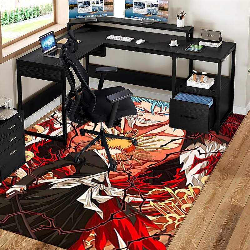 1 Stück Bleach Ichigo Kurosaki Seelenfänger Stuhlmatte - Anime Cartoon Design, Rutschfester Teppich für Büro, Heimdekoration, Wohnzimmer, Schlafzimmer, Spielzimmer & Dor