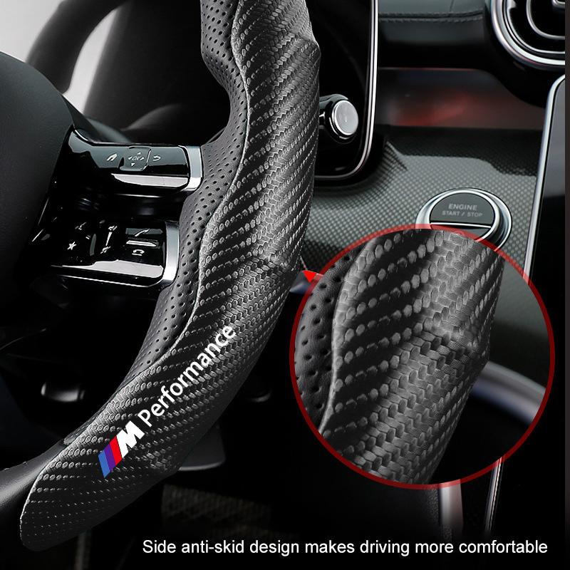 2pcs Carbon Fiber Non-Slip Steering Wheel Cover Car Accessories For BMW M E34 E36 E60 E90 E46 E39 E70 F10 F20 F30 X5 X6 X1 M3 M5 M6 E71 F01 F02 F87