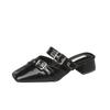 Women's Baotou Slippers Spring New Style Square Head Shallow Mouth Rivet Metal Buckle Non-slip Sandals