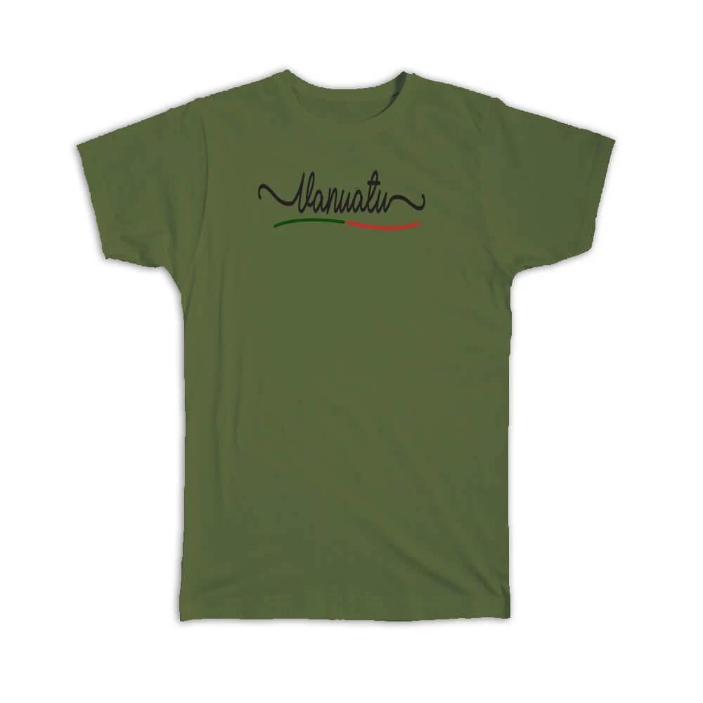 Gift T-Shirt : Vanuatu Flag Colors Travel Expat Country Minimalist L