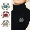 Solid Metal Brooch Pin, 3D Crab Design with Sparkling Rhinestones, Ocean-themed Strong Buckle Badge for Coats Shirts Bags Accessories Lapel Pin