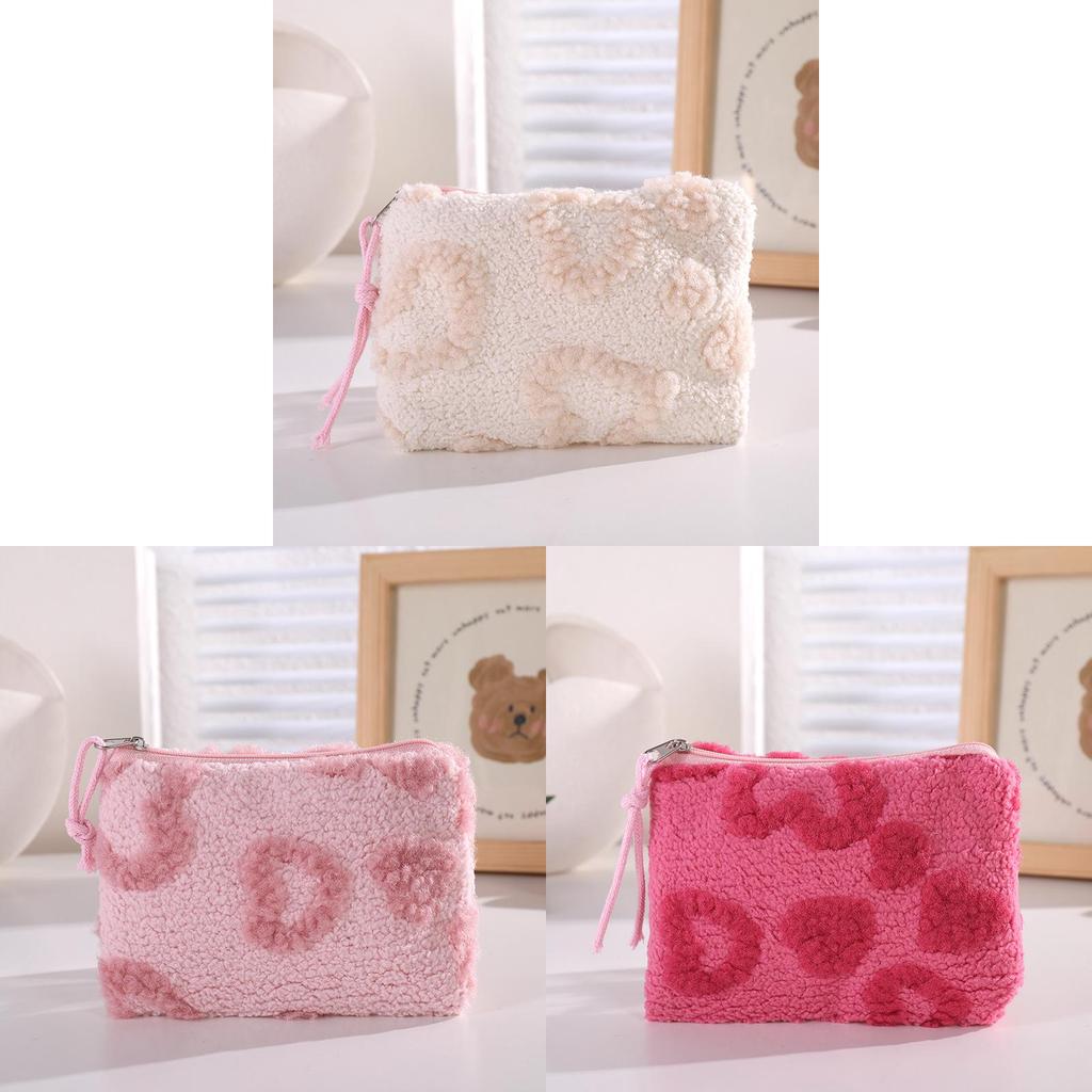 Plush Girl Heart Storage Makeup Bag Travel Organizer For Girls