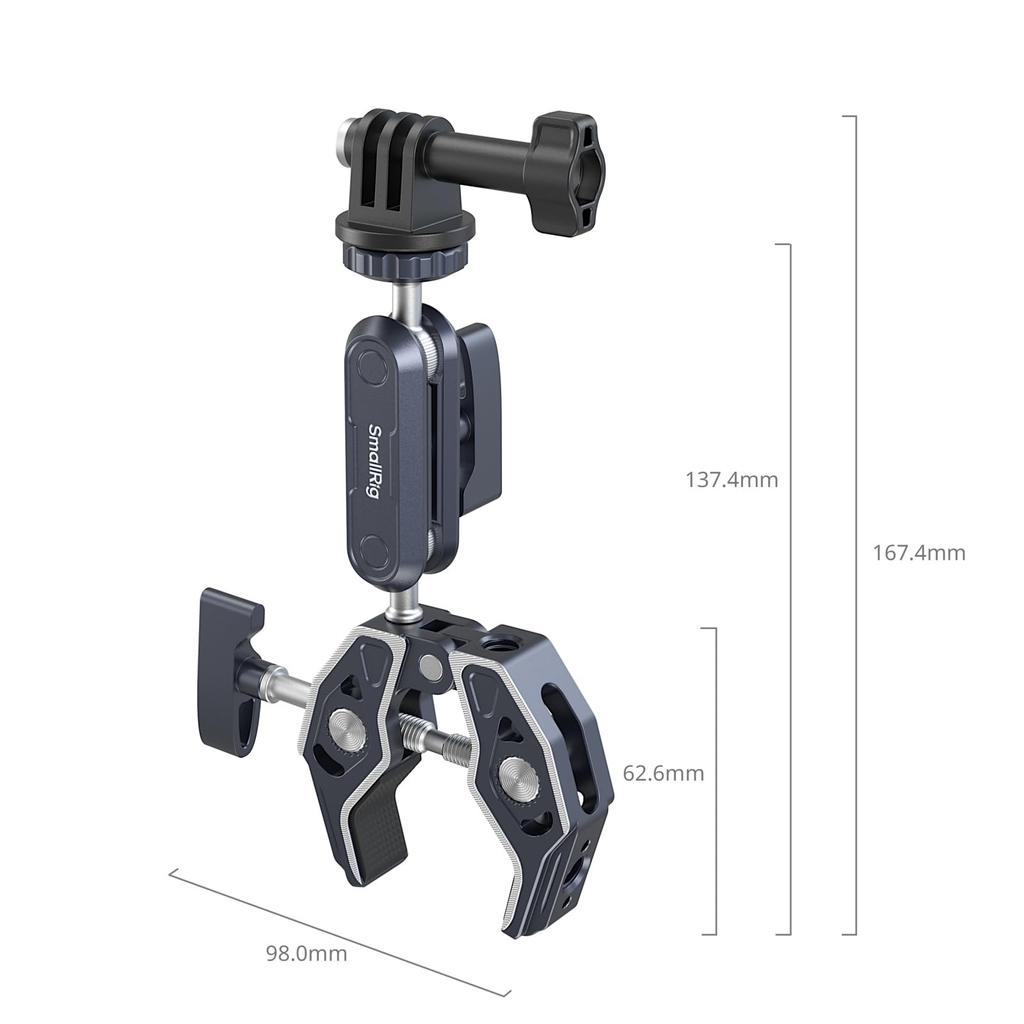 SmallRig Super Clamp Camera Mount Clamp with GoPro Ball Head Magic Camera Monitor Super Clamp for DSLRs and Stabilizers Crab-Style Kit, 2-Pack