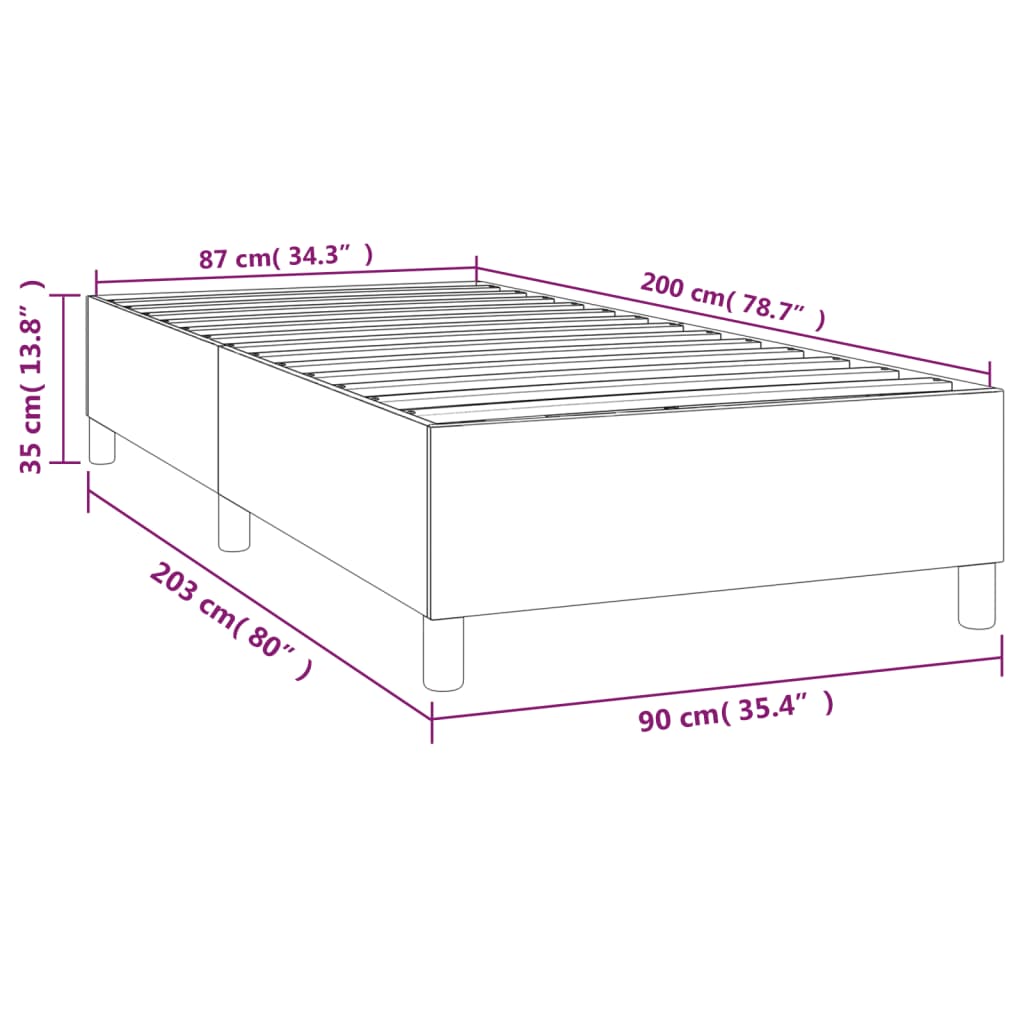 vidaXL Box Spring Bed Frame Black 90 x 200 cm Fabric