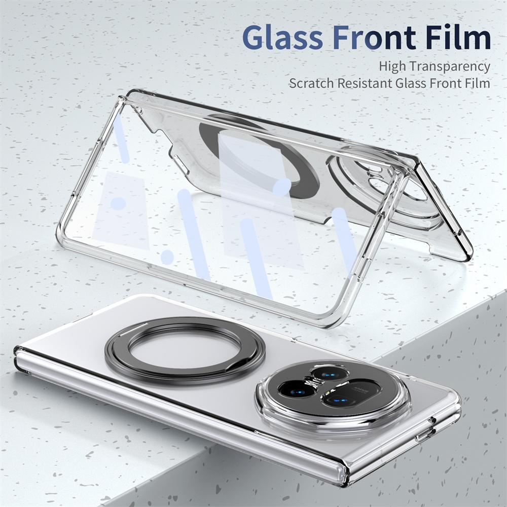 Transparent Bracket Phone Case For Honor Magic V5 MagSafe Magnetic PC Hard Shell Front Film Protective Back Cover